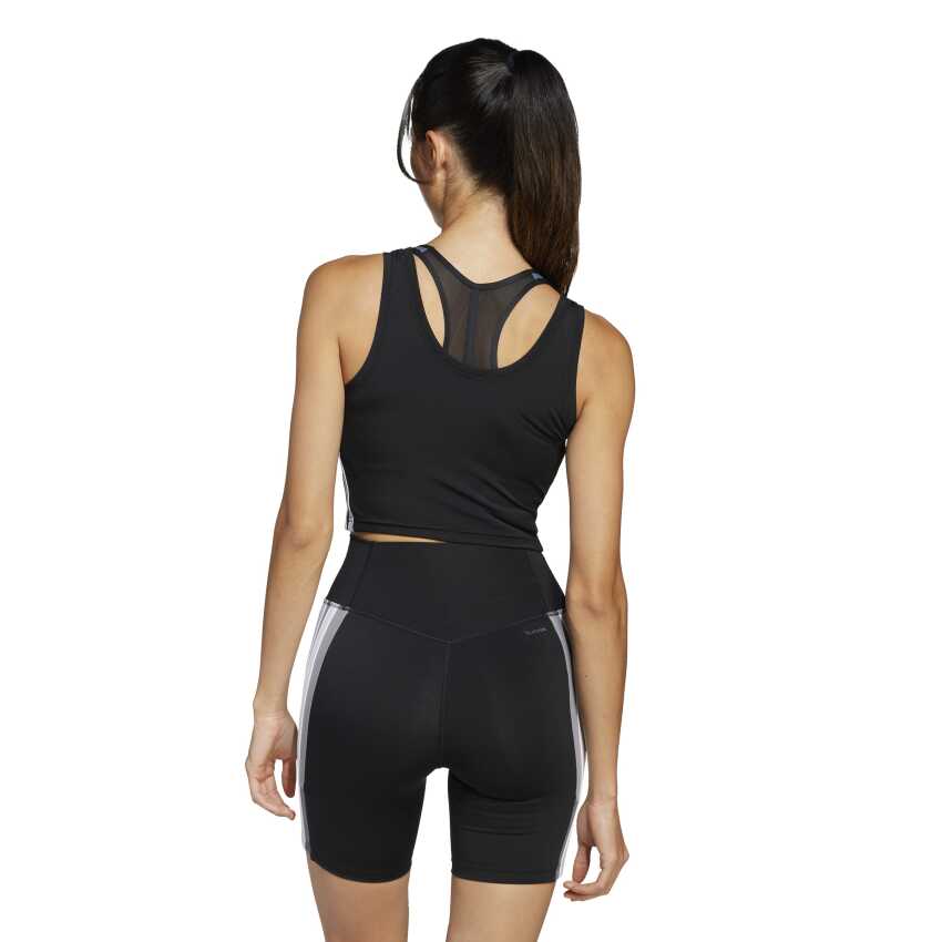 Adidas Train Essentials 3-Stripes Crop Siyah Kadın Atlet - 2