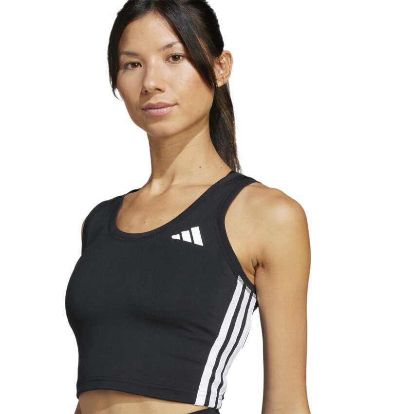 Adidas Train Essentials 3-Stripes Crop Siyah Kadın Atlet - 4