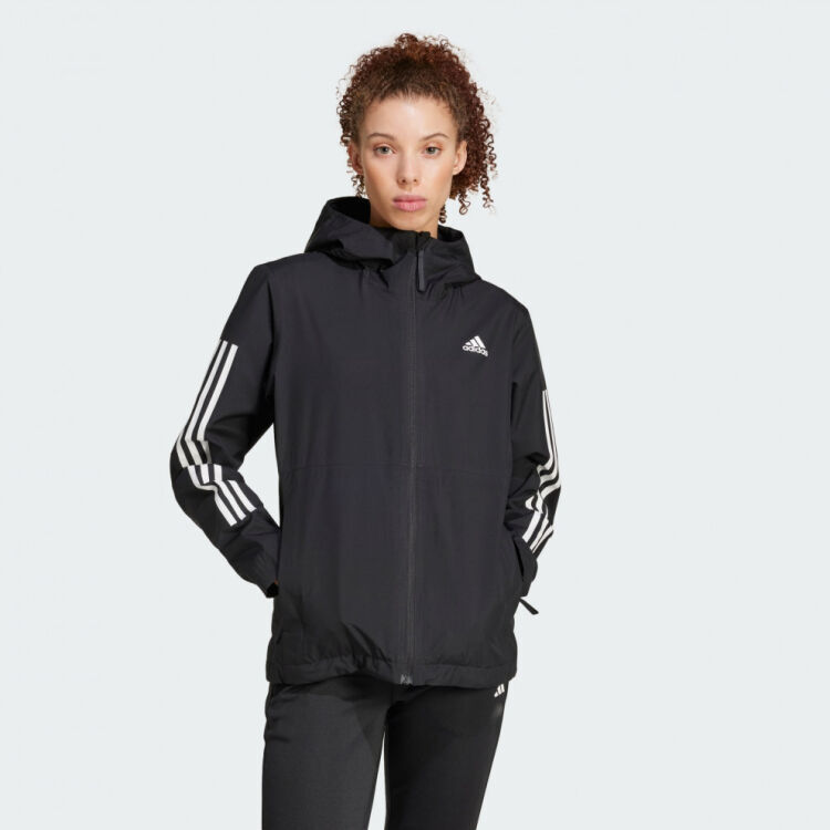 Adidas Essentials 3-Stripes RAIN.RDY Siyah Kadın Mont - Adidas