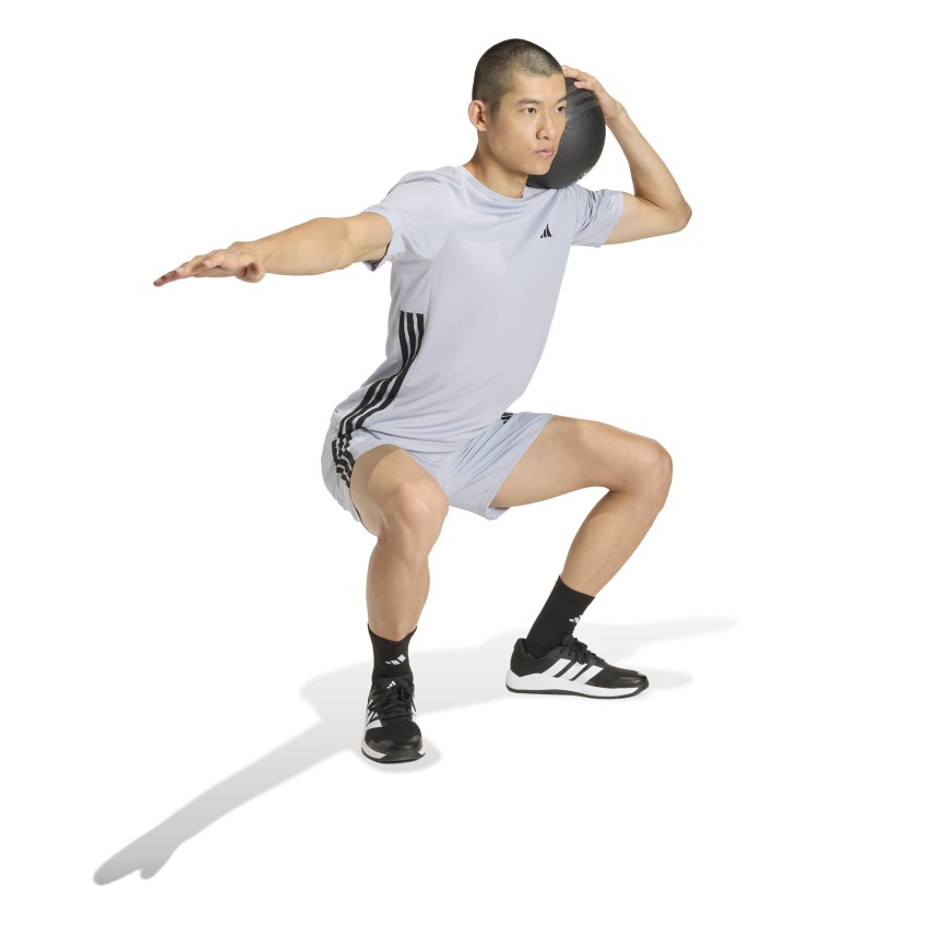 Adidas Workout Essentials Base 3-Stripes Gri Erkek Tshirt - 3