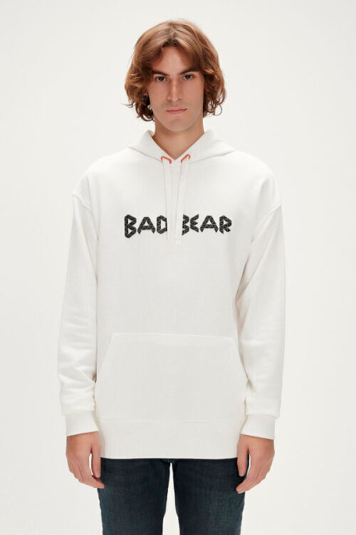 Bad Bear 3D Bad Hoodie Beyaz Erkek Sweatshirt - 1