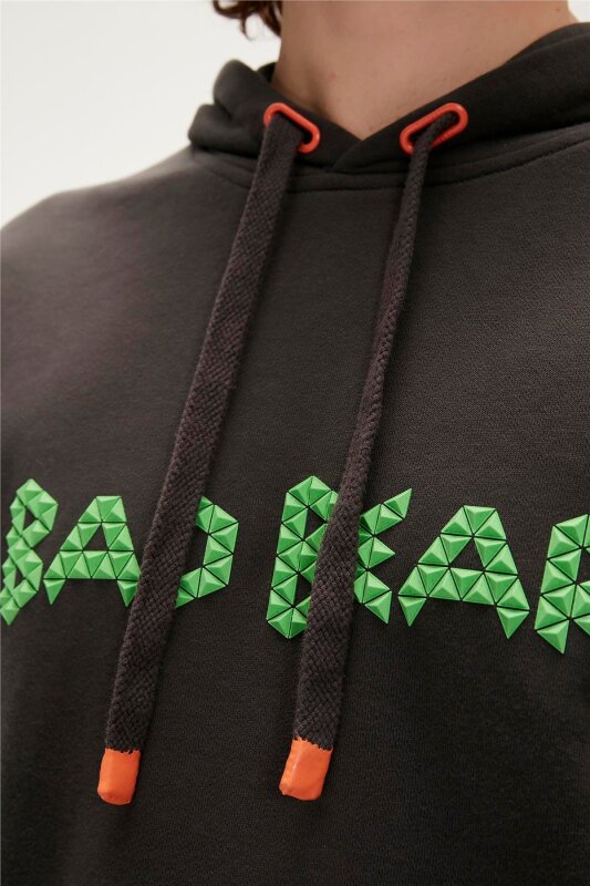 Bad Bear 3D Bad Hoodie Siyah Erkek Sweatshirt - 4