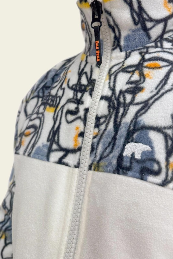 Bad Bear Face Full Zip Beyaz Erkek Polar - 2