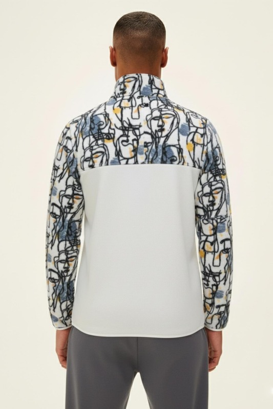 Bad Bear Face Full Zip Beyaz Erkek Polar - 3