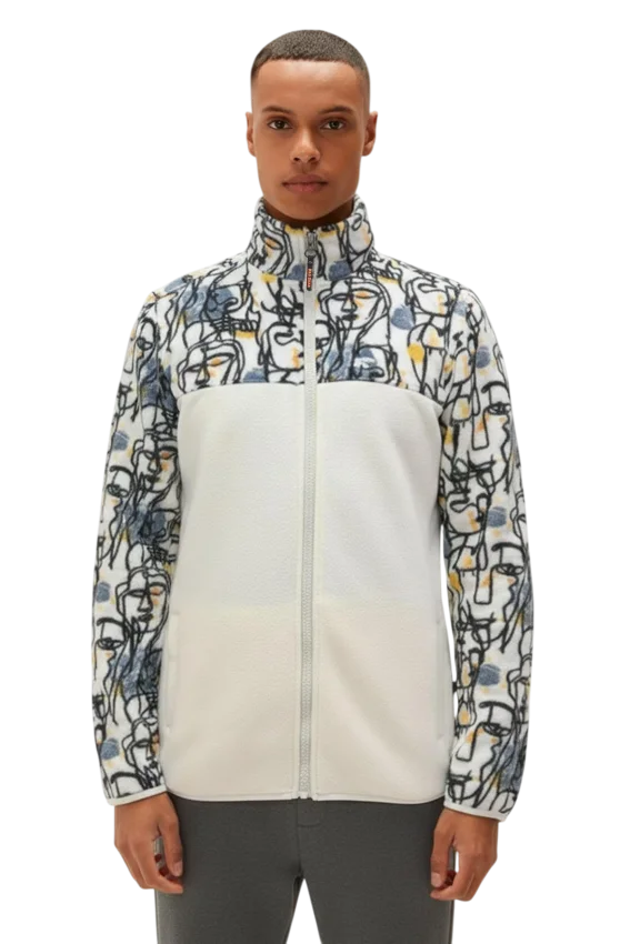 Bad Bear Face Full Zip Beyaz Erkek Polar - 1