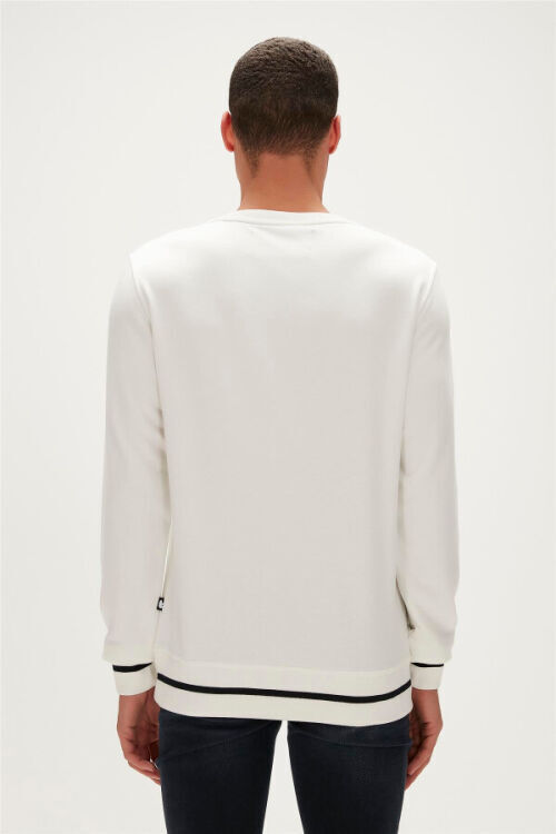 Bad Bear Felt Crewneck Beyaz Erkek Sweatshirt - 6