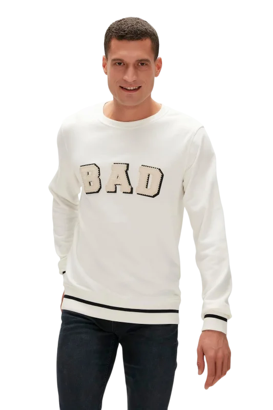 Bad Bear Felt Crewneck Beyaz Erkek Sweatshirt - 3