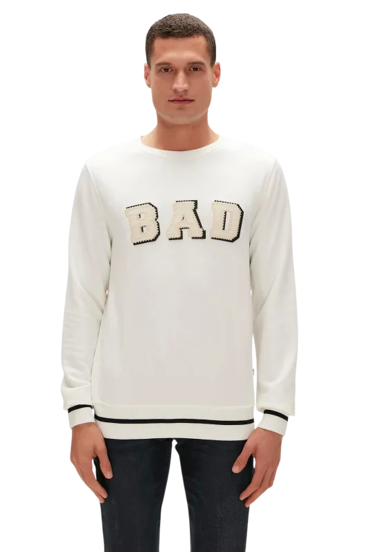 Bad Bear Felt Crewneck Beyaz Erkek Sweatshirt - 1