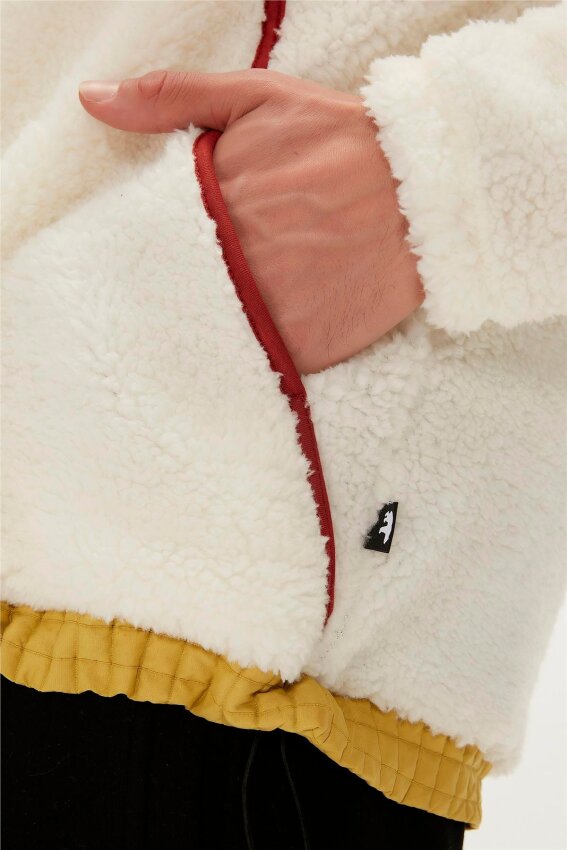 Bad Bear Leonard Half-Zip Plush Beyaz Erkek Sweatshirt - 6
