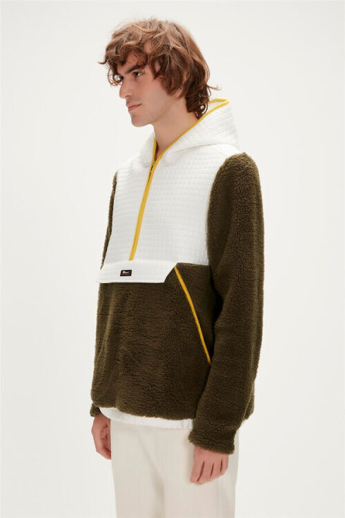 Bad Bear Leonard Half-Zip Plush Haki Erkek Ceket - 3