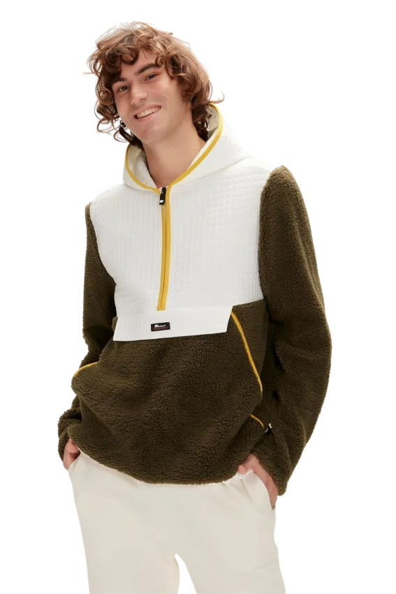 Bad Bear Leonard Half-Zip Plush Haki Erkek Sweatshirt - 4