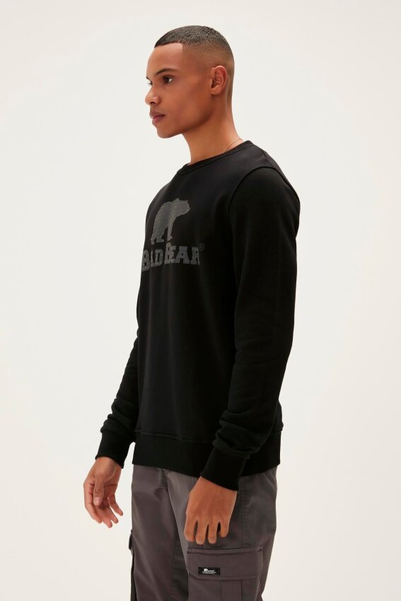 Bad Bear Logo Crewneck Siyah Erkek Sweatshirt - 4