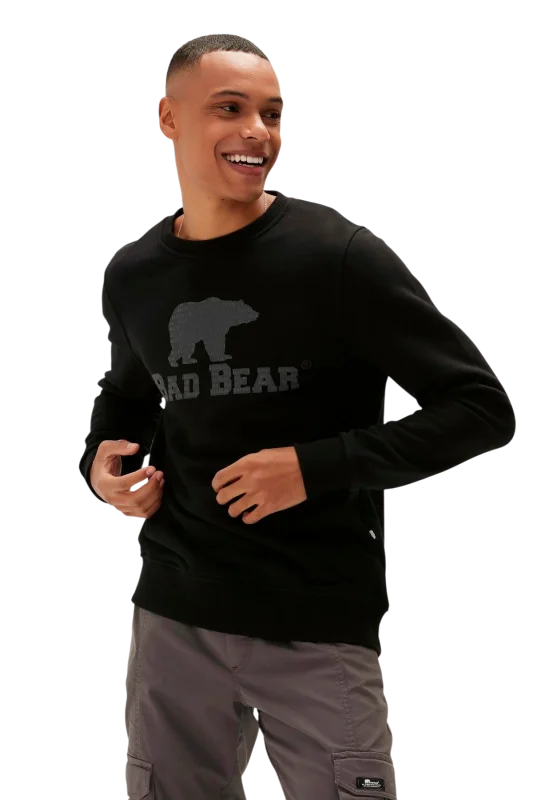 Bad Bear Logo Crewneck Siyah Erkek Sweatshirt - 2