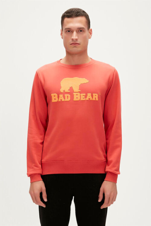 Bad Bear Logo Crewneck Turuncu Erkek Sweatshirt - 1