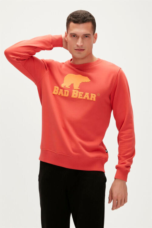 Bad Bear Logo Crewneck Turuncu Erkek Sweatshirt - 3