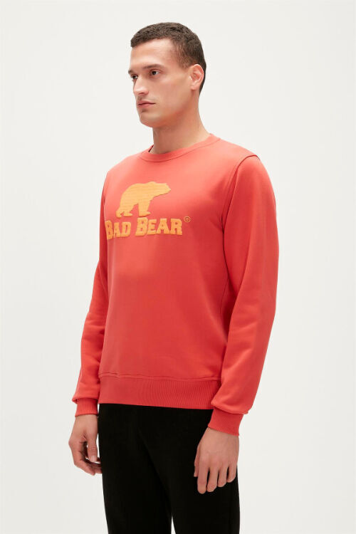 Bad Bear Logo Crewneck Turuncu Erkek Sweatshirt - 4