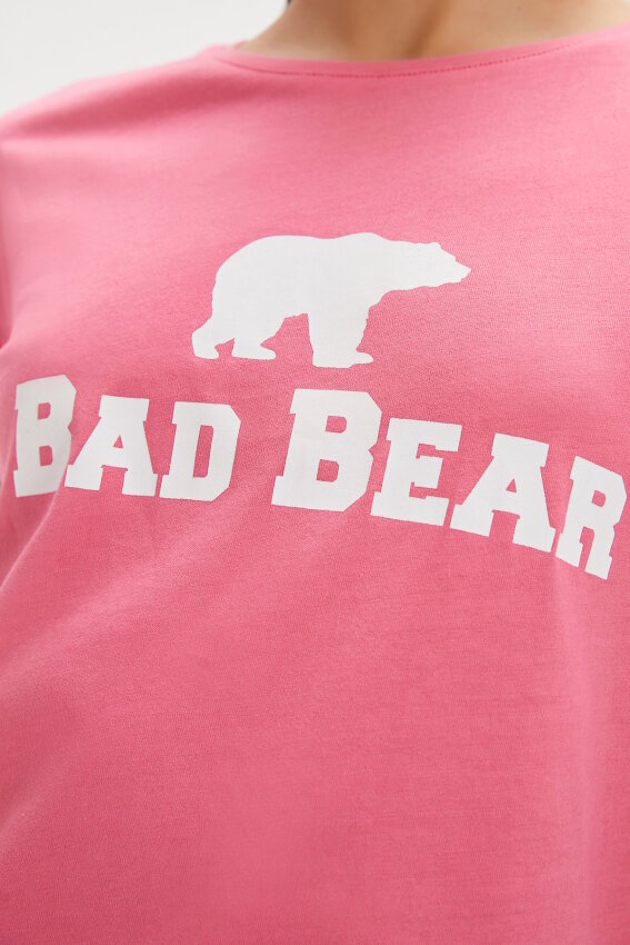 Bad Bear LOGO TEE Pembe Kadın Tshirt - 5