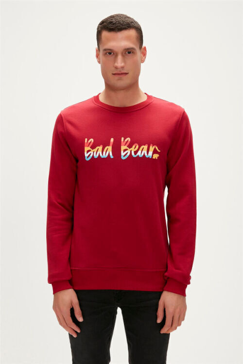 Bad Bear Manuscript Crewnwck Kırmızı Erkek Sweatshirt - 1