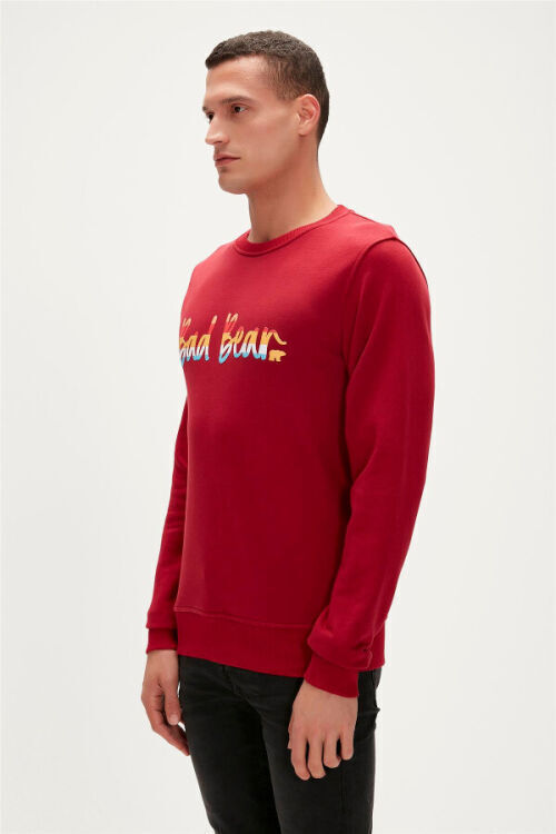 Bad Bear Manuscript Crewnwck Kırmızı Erkek Sweatshirt - 2