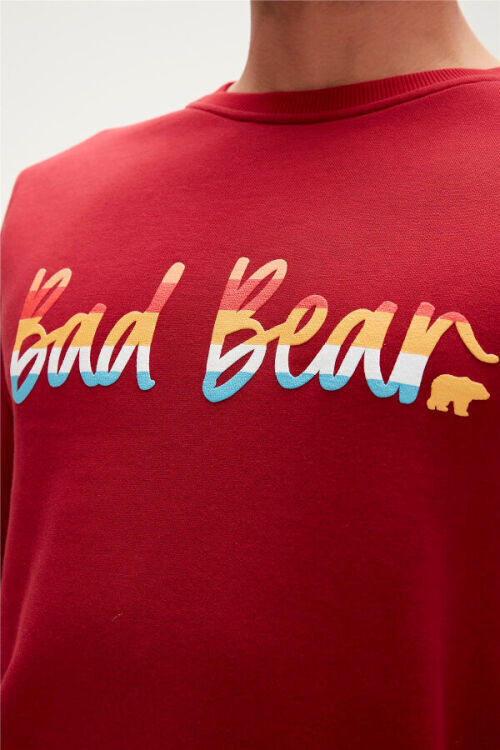 Bad Bear Manuscript Crewnwck Kırmızı Erkek Sweatshirt - 3