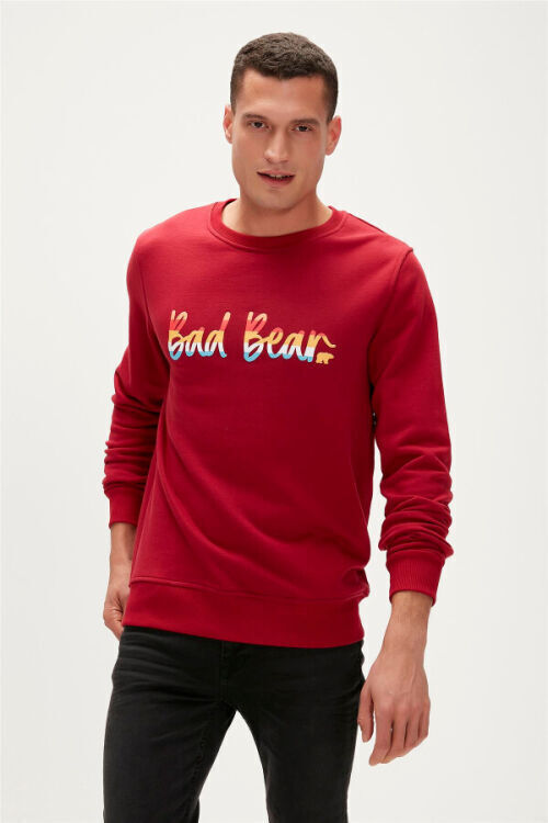 Bad Bear Manuscript Crewnwck Kırmızı Erkek Sweatshirt - 6