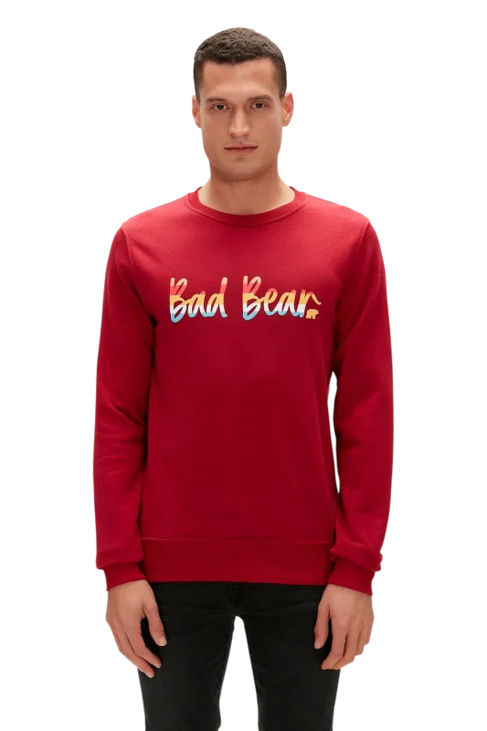 Bad Bear Manuscript Crewnwck Kırmızı Erkek Sweatshirt - 1