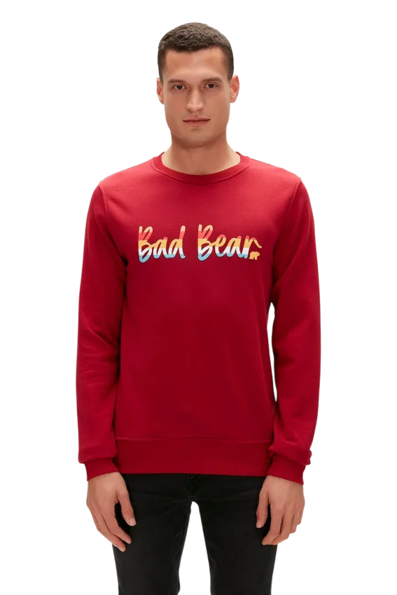 Bad Bear Manuscript Crewnwck Kırmızı Erkek Sweatshirt - 1