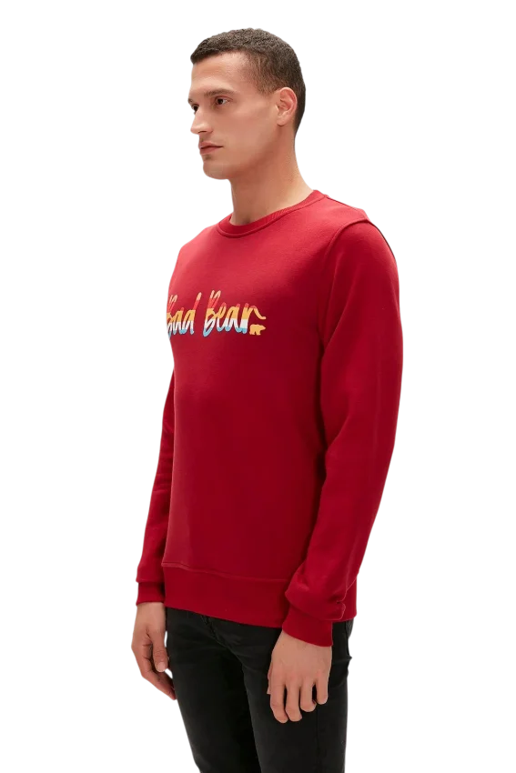 Bad Bear Manuscript Crewnwck Kırmızı Erkek Sweatshirt - 3