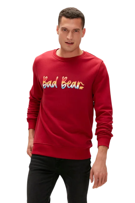 Bad Bear Manuscript Crewnwck Kırmızı Erkek Sweatshirt - 4