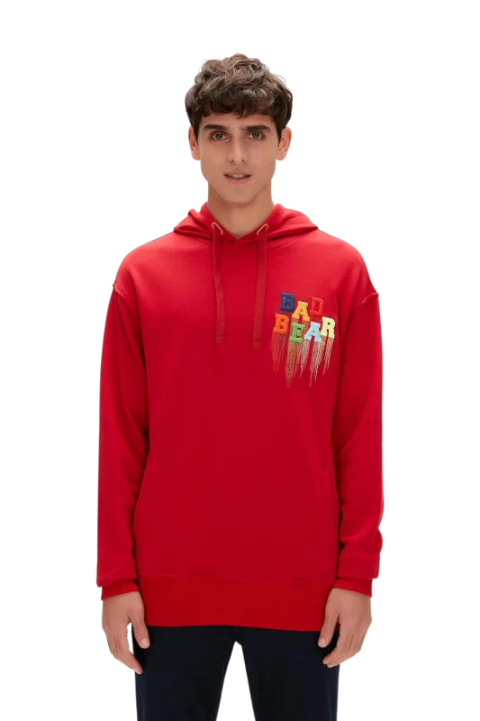 Bad Bear Rainbow Hoodie Kırmızı Erkek Sweatshirt - 1