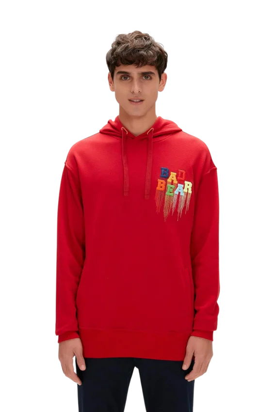 Bad Bear Rainbow Hoodie Kırmızı Erkek Sweatshirt - 1
