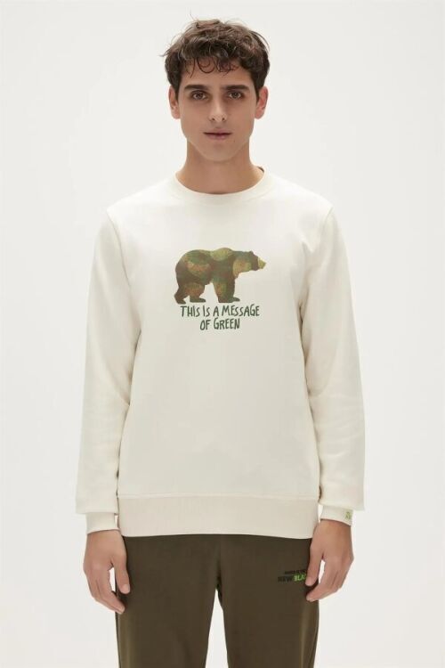 Bad Bear Re-Finger Crewneck Beyaz Erkek Sweatshirt - 3