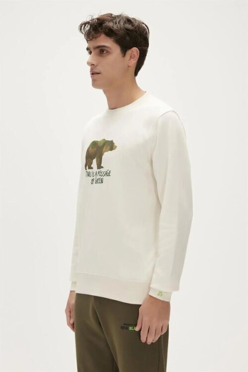 Bad Bear Re-Finger Crewneck Beyaz Erkek Sweatshirt - 4