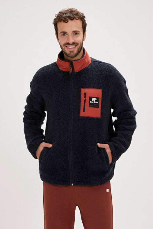 Bad Bear Ryan Full-Zip Plush Lacivert Erkek Ceket - 4