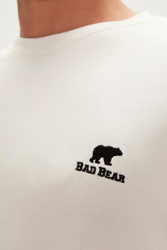 Bad Bear Tag Crewneck Beyaz Erkek Sweatshirt - 3