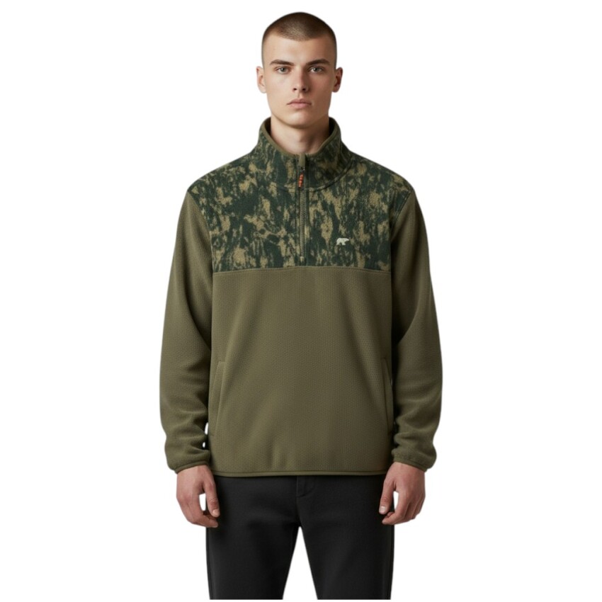 Bad Bear Too Much Half Zip Yeşil Erkek Sweatshirt - 1