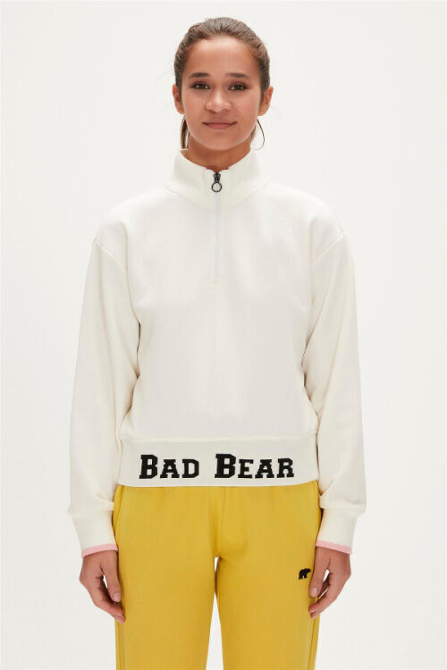 Bad Bear ZOE HALF-ZIP SWEATSHIRT BEYAZ Kadın Sweatshirt - Bad Bear