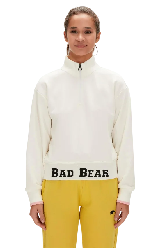 Bad Bear Zoe Half-Zip Beyaz Kadın Sweatshirt - 1