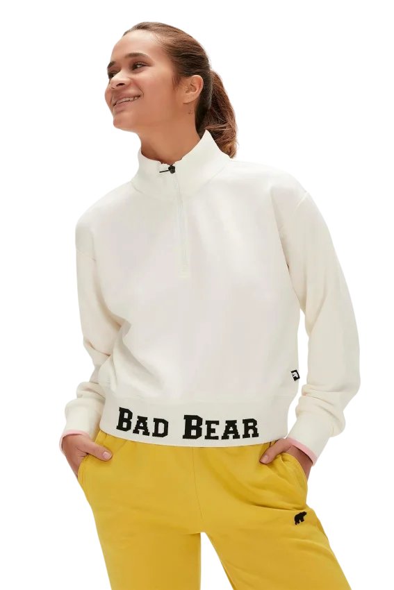 Bad Bear Zoe Half-Zip Beyaz Kadın Sweatshirt - 3