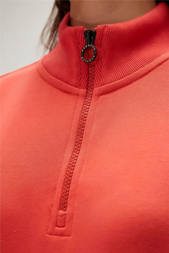 Bad Bear Zoe Half-Zip Turuncu Kadın Sweatshirt - 5