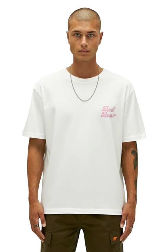 Bad Bear Bad Pink Beyaz Erkek Tshirt - 1