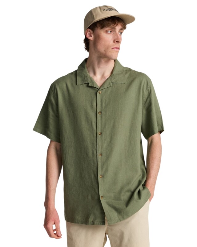 Billabong Vacay Linen SS Yeşil Erkek Gömlek - 1