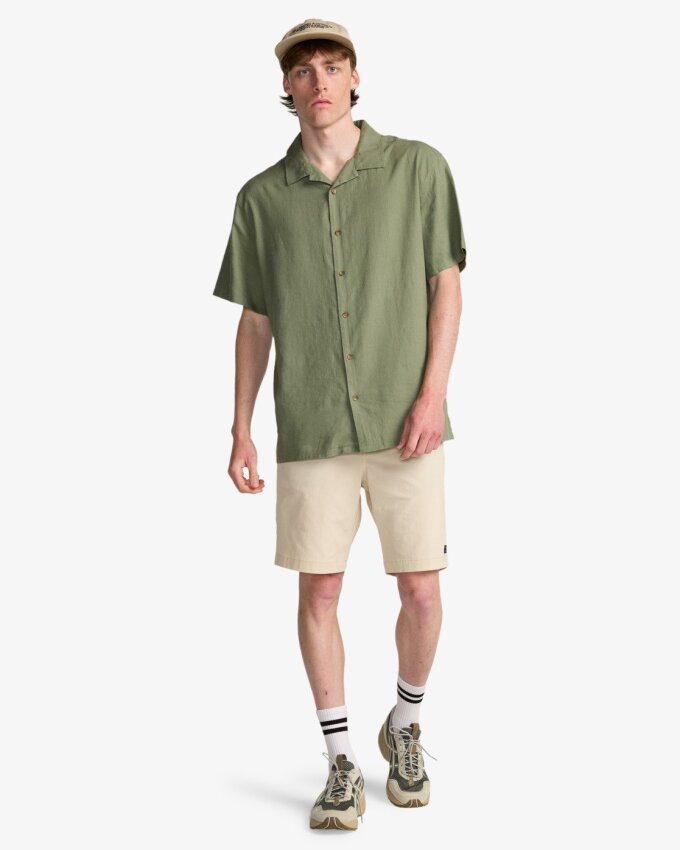 Billabong Vacay Linen SS Yeşil Erkek Gömlek - 4