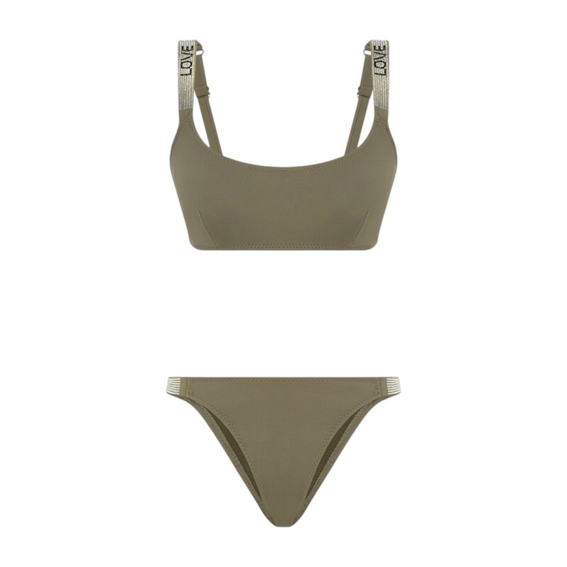 Bonesta Love Taş Baskılı Kahverengi Kadın Bikini - 1