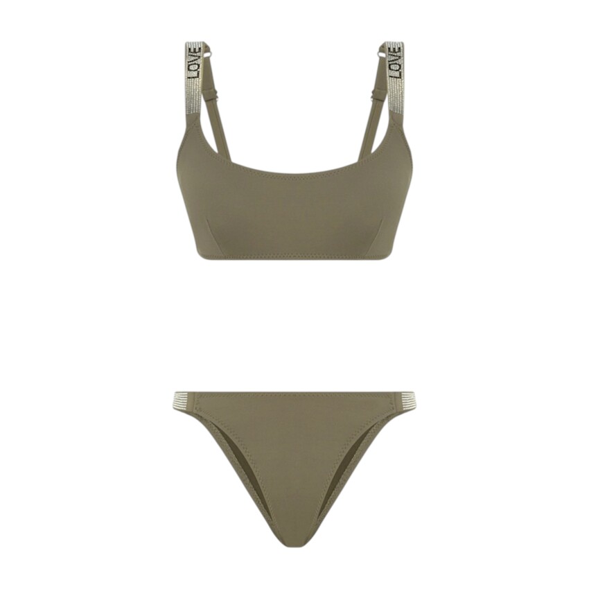 Bonesta Love Taş Baskılı Kahverengi Kadın Bikini - 1