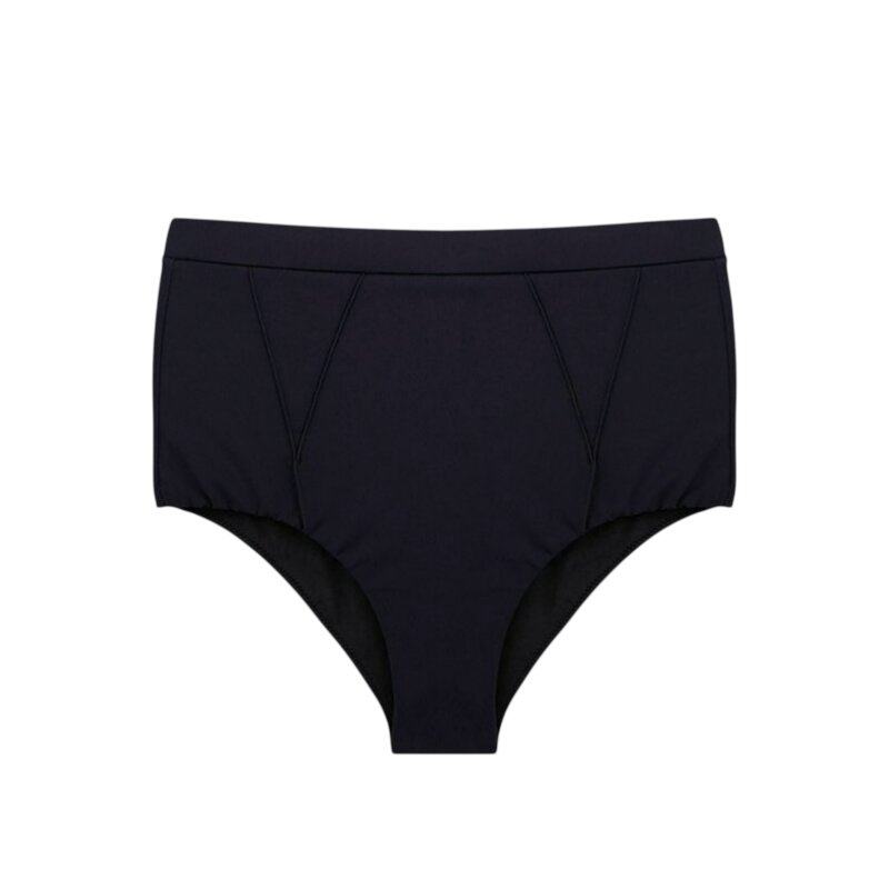 Bonesta Nervur Dikişli Yüksek Bel Siyah Kadın Bikini Alt - Bonesta