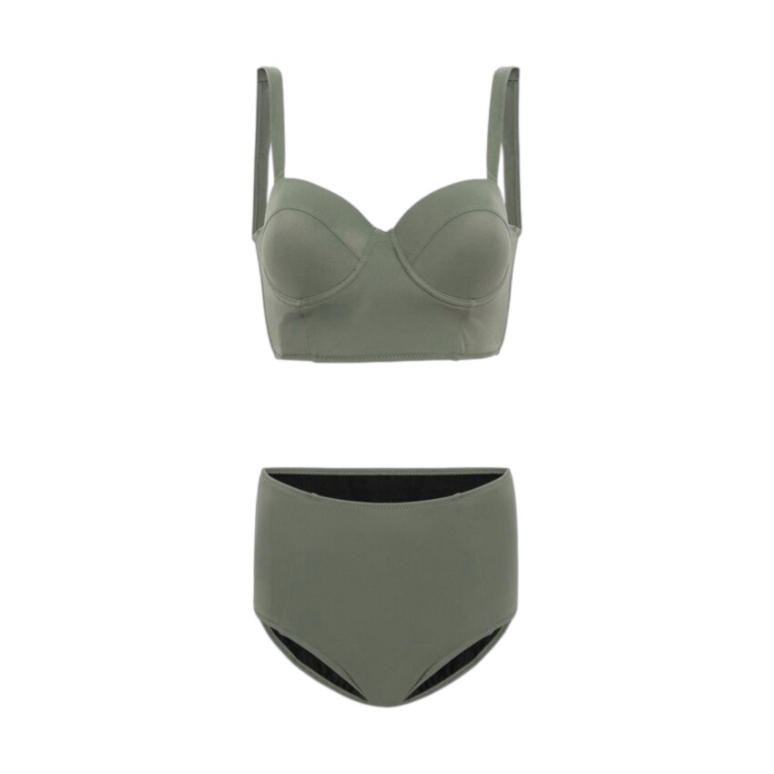 Bonesta Yüksek Bel Kahverengi Kadın Bikini - 1