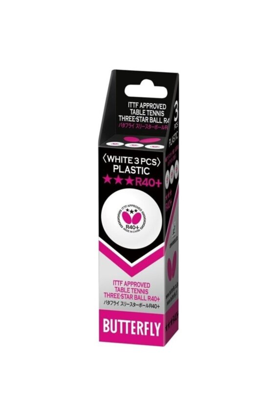Butterfly BUTTERFLY TT BALL 3 STAR 3ER R40+ BEYAZ Unisex Masa Tenisi Topu - 1