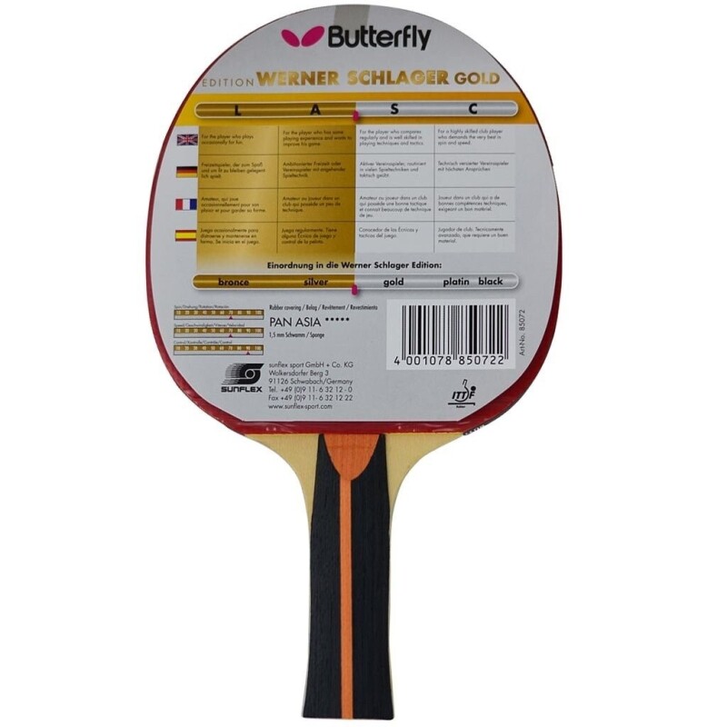 Butterfly Butterfly Werner Schlager Gold P.P.Raket Unisex Masa Tenisi Raketi - Butterfly (1)