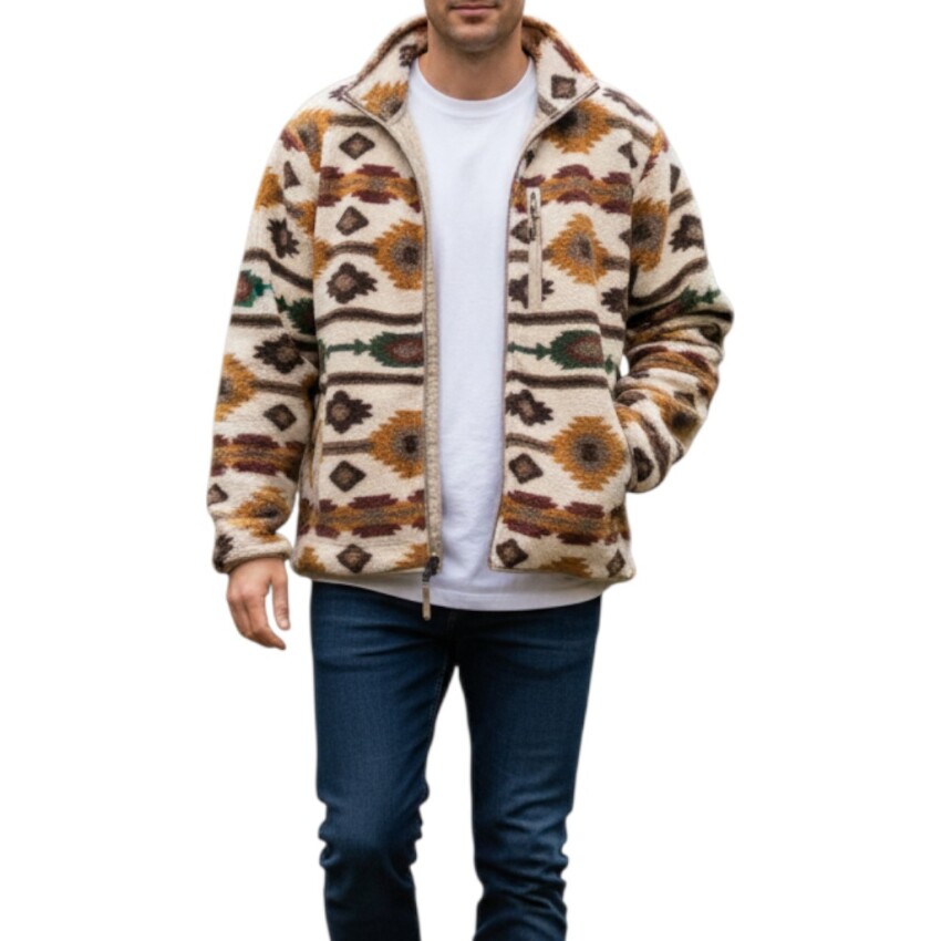 Cazador CAZ 53920 Dik Yaka Bej Erkek Sweatshirt - 1